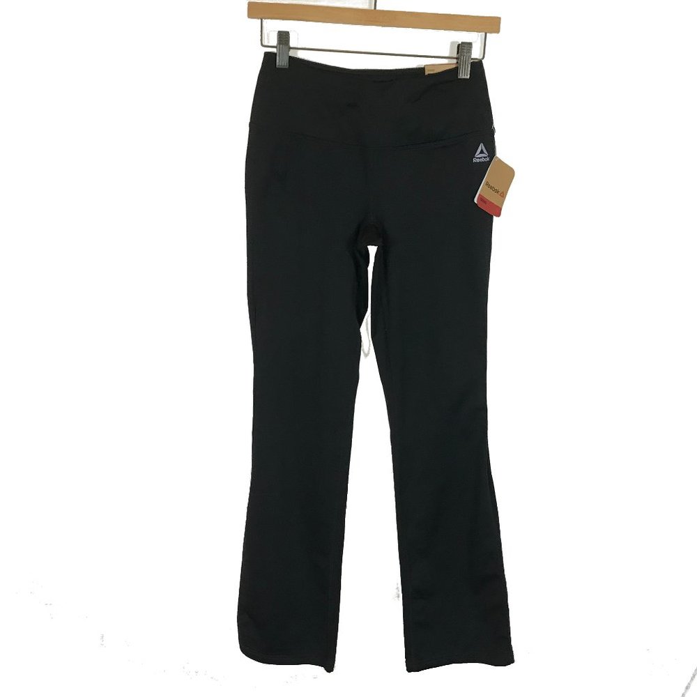 NWT Womens Size XS Reebok Black Straight Leg Yoga Workout Pants